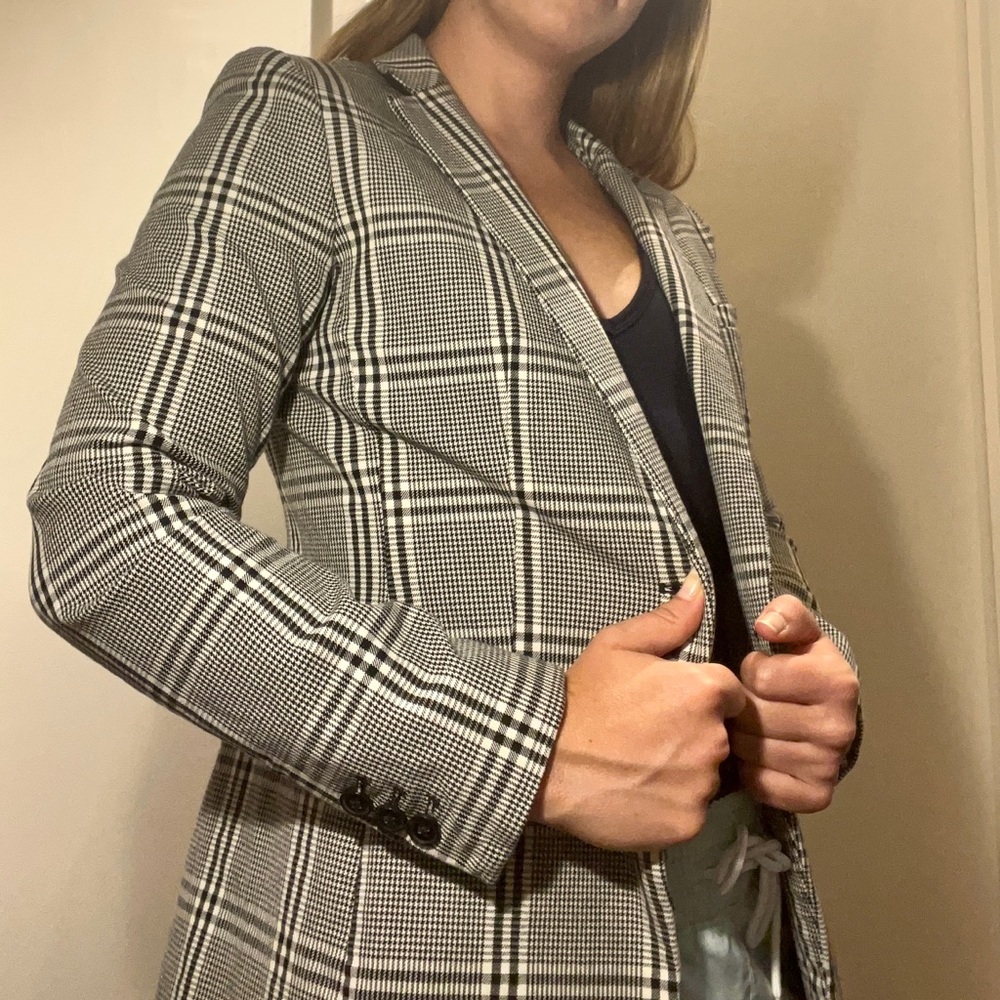 Banana Republic B+W Plaid Thick Lined Blazer